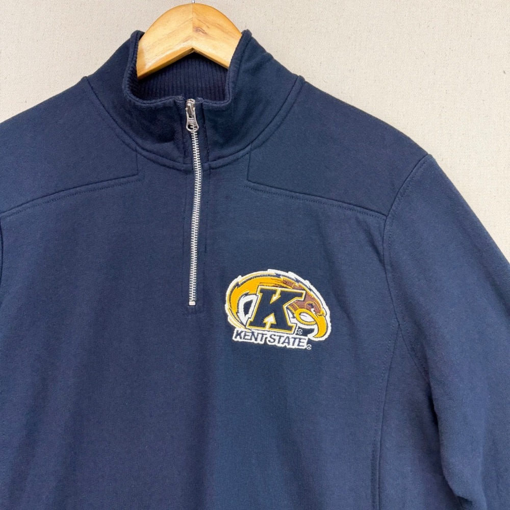 League Collegiate Outfitters Kent State Quarter Zip Navy Blue Sweatshirt Mens XL - Picture 2 of 12